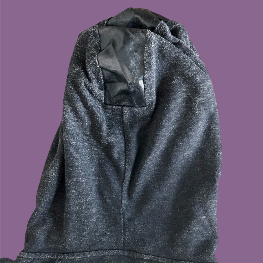 Miss Me Woman’s Large Sweater Jacket Goth Studded Heather Black Faux Leather Y2K - Picture 6 of 9
